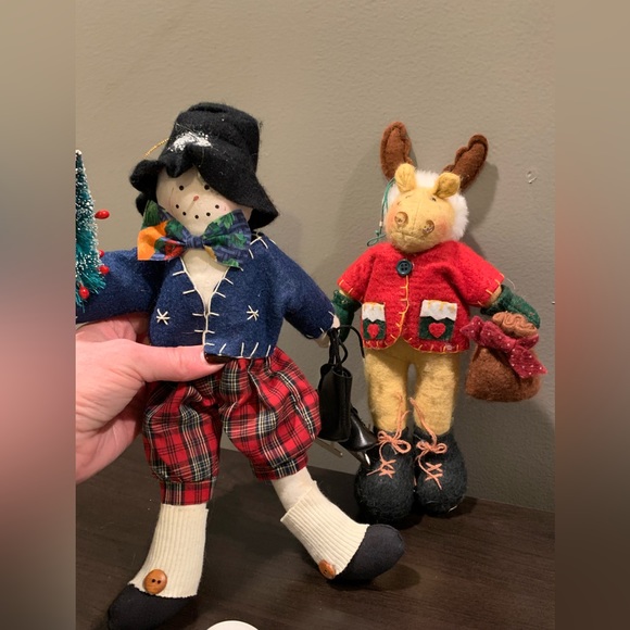 Adorable Plush Snowman & Moose, Gently Used, String Attached for Ornament Use - Picture 7 of 16